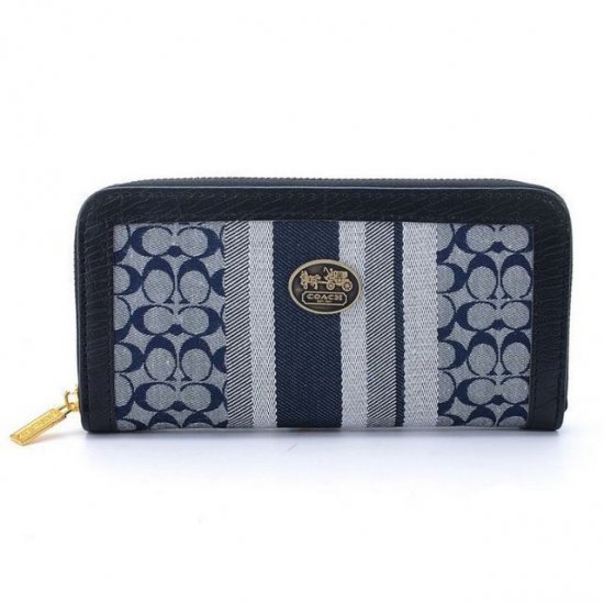 Coach Legacy Accordion Zip In Signature Large Navy Grey Wallets EGP Coach Legacy Accordion Zip In Signature Large Navy Grey Wallets EGP